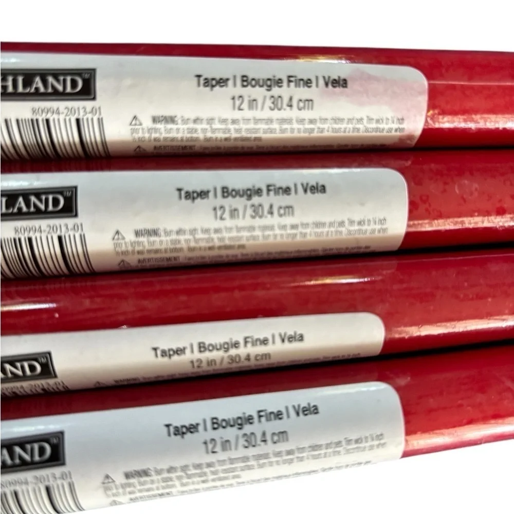 Ashland Set 4 Red Taper 12” Candles Bougie Fine  Dinner Romance Holiday Decor